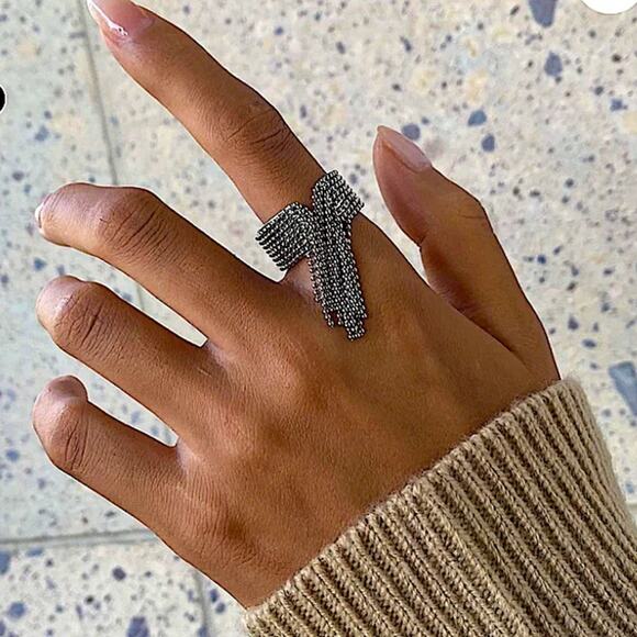 Stainless Steel Tassel Ring Beaded Adjustable Fringe Cascading - Picture 3 of 13